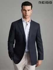 Reiss Navy Dunn Single Breasted Wool Suit Slim Fit Blazer (U62227) | $585
