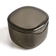 Upgraded Denture Bath Box Cup, No-Leak case,Retainer Transparent Grey