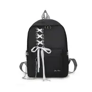 15L Canvas Backpack Student School Rucksack Shoulder Bag Outdoor Travel BLCAK COLOR