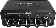 Mellisso 5CH Audio Distributor Stereo Audio Mixer 1 Input 5 Output Splitter for Power Amplifier Active Audio Easy Install