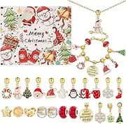 Christmas Advent Calendar Bracelets Set, 2024 Christmas Countdown Calendar DIY Bracelets Necklace Jewelry Pendant Making Kit, Christmas Jewelry for Girls Kids Women Gift