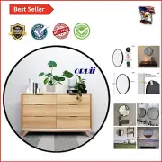 20-Inch Round Black Circle Mirror - Shatterproof & Rustic Americana Style