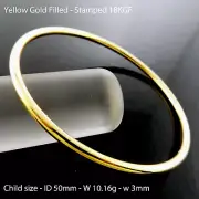 Bangle Real 18k Yellow Gold Filled Girls Kids Size Solid Cuff Bracelet 50mm