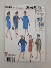 Simplicity Sewing Pattern 8246 Women's Dress Skirt Jacket 1960s Vint Size 14-22