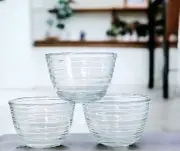 RARE 3 Libbey HOOPS Clear Horizontal Rings Glass Finger Bowl Set NEW
