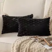 Pack of 2 Super Soft Plush Fluffy Decorative Throw 20" x 12" (Pack of 2) Black