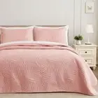 Queen Quilt Bedding Set, Lightweight Blush Pink Quilts Queen Full Size for Al...