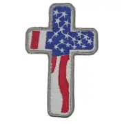 American Flag Cross Iron-On Patch