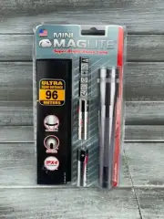 Maglite Mini M2A09H Xenon Lamp Bulb 2-Cell AA Flashlight EDC Holster Slate Gray