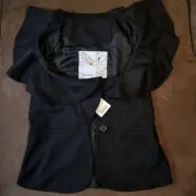 NWT Anthropologie Tabitha Black Wool Ruffle Button Vest Size 6
