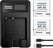 2 pcs 1500 mAh NP-40 Battery with LCD Single NP-40 NP40 Battery Charger for Casio NP-40, Exilim EX-Z600, Z700, Z750, Z1000, Z1050, Z1080