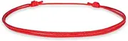 [Luck Strings] Thin Red Cord Bracelet - Waterproof Nylon Adjustable Surfer String Friendship Bracelet for Men, Women, Teens - Unisex Vegan Lightweight Summer Beach Accessories, one size - adjustable from 5" to 10"
