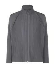 pleated zip-up shirt jacket 4 Gray