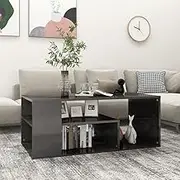 Coffee Table High Gloss Grey Wood Modern Tables, Living Room Storage for Drinks 100x50x40 cm