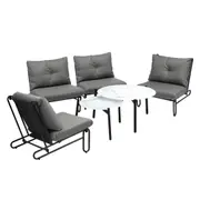 Livsip Outdoor Sofa Set 6 PCS Lounge Setting Table Chairs Patio Furniture Grey