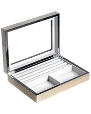 Bey-Berk Lacquered Silver Walnut Wood Valet Box