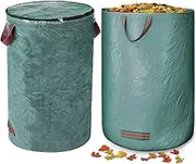 2-Pack 32 Gallons Garden Bag, Reusable Yard Waste Bags with Zipper Lid, Yard Waste Bags with Reinforced 4 Handles Outdoor Heavy Duty Lawn Leaf Bags for Collecting Leaves Grass Clippings Debris