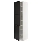METOD high cabinet with shelves/2 doors, white/Lerhyttan black stained, 60x60x220 cm