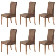 Sherwood Premium Faux Leather Light Brown Dining Chair Cover 6 Pack
