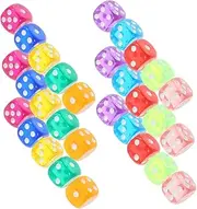 Vaguelly 100pcs Transparent Acrylic Dice Sided Rounded Corner Game Dice for Board Games Party Entertainment and Fun Activities