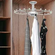 Built-in Closet Top Hanger Round Clothes Storage Rod Rotating Garment Rack, Closet Wardrobe Closet Hanging Rack Increased Storage Space for Clothes, Towels and More