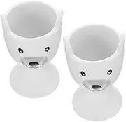 HOMOCONO 2pcs Ceramic Egg Cup Breakfast Egg Cup Cute Egg Cup Egg Cups for Soft Boiled Eggs Egg Cup Tray Soft Boiled Eggs Holder Breakfast Egg Stand Easter Egg Cups Egg Cup for Kitchen