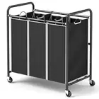 Laundry Sorter 3 Section, Heavy-Duty Laundry Hamper with Lockable Wheels and ...
