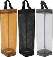 Grocery Bag Holder Large Capacity Durable Polyester Transparent Space Saving Trash Bag Holder for Home Kitchen (Yellow)