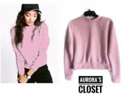 BooHoo M Pink Large Ribbed Sweatshirt Becca NWT
