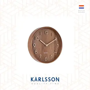 荷蘭Karlsson,22cm 木制深木色數字掛鐘Wall clock Pure basswood