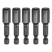 5pcs 10mm Metric Hex Head Wrench Drill Bit 50mm Length Magnetic Bits, Black