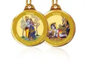Traditional RadhaKrishna &Ladugopal Flip Coin Gold PlatedPendant For Men Set Of5