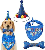 Dog Birthday Party Supplies,Dog Birthday Bandana Hat Set Pet Happy Birthday Party Supplies Triangle Bibs with Cute Bone Dog Birthday Scarf Accessories and Decoration for Extra Large Dogs Pets