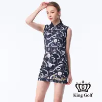 在飛比找momo購物網優惠-【KING GOLF】實體同步款-女款鎖鏈印花LOGO刺繡涼