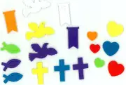 Glow in Dark Religious, Stars, or Hearts Peel & Stick Foam Shapes Bright Colors