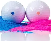 Winsharp Gender Reveal Golf Balls - 2 Balls (1 Pink & 1 Blue) with 20 Pink & 20 Blue Voting Stickers and 2 Golf Tees