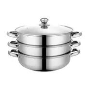 Stainless Steel Steamer Meat Vegetable Cookware Hot Pot Kitchen 3 Tier