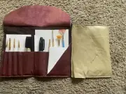 Upcycled Scrap Sheepskin Paintbrush/Letter Roll ~ Broken Heart Design