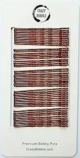 [CRAZY BOBBLE] Premium Bobby Pins for Women. Ideal Hair Pins for Styling, Hair Up, Hair Grips for Hair Buns, Add Volume. (5 cm / 2.2 inches 50 Pcs) (Copper)