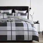 Twed Black Grey Queen King Super Quilt Duvet Doona Cover Set Cotton Tweed Euro