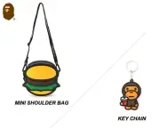 A BATHING APE Kids BAPE HAMBURGER MINI SHOULDER BAG H7.1×W6.7inch with KEY CHAIN
