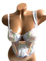 VS For Love & Lemons Underwire Bustier Corset Embroidered Seashell Light Blue S