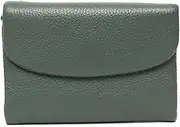 [SKUZA] Wallet,Card Bag,Coin Purse Female Short Wallets Classic Trifold Money Bag Flap Snap Simple Design Women Casual Cowhide Card Holder Clutch (Color : TAN) (Sage) (Color : Sage)