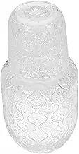 Veemoon Clear Glass Bedside Water Carafe Set Juice Pitcher with Cup Sturdy Spill Design for Bedroom Bathroom Use Multi Purpose Water Dispenser with Dual Function Lid