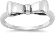[Sac Silver] Oxidized Bow Ribbon Gift Knot Fashion Ring .925 Sterling Silver Band Sizes 4-10