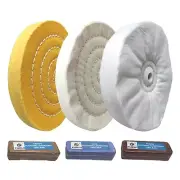 6" Buffing Polishing Wheel with Polishing Compound Kit Used On Bench Grinder for