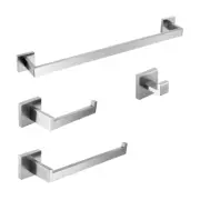 Hardware Set Brushed Steel Robe Hook Towel Rail Bar Shelf Paper Holder Holder