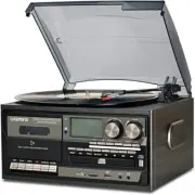 LoopTone Vinyl Record Player 9 in 1 3 Speed Bluetooth Vintage Turntable Cassette