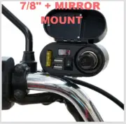 Marine 12V 25A 7/8"+Mirror Mount Motorcycle-Dual USB With "C"-Volt Meter-Clock
