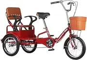 Adult Tricycles Foldable 16inch Single Speed Three Wheel Cruiser Bike Adjustable Seat/Handlebar with Shopping Basket Back Seat, Tricycle